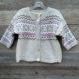 Sundance Cardigan Sweater Womens S Wool Angora Fair Isle Chunky Knit Metallic